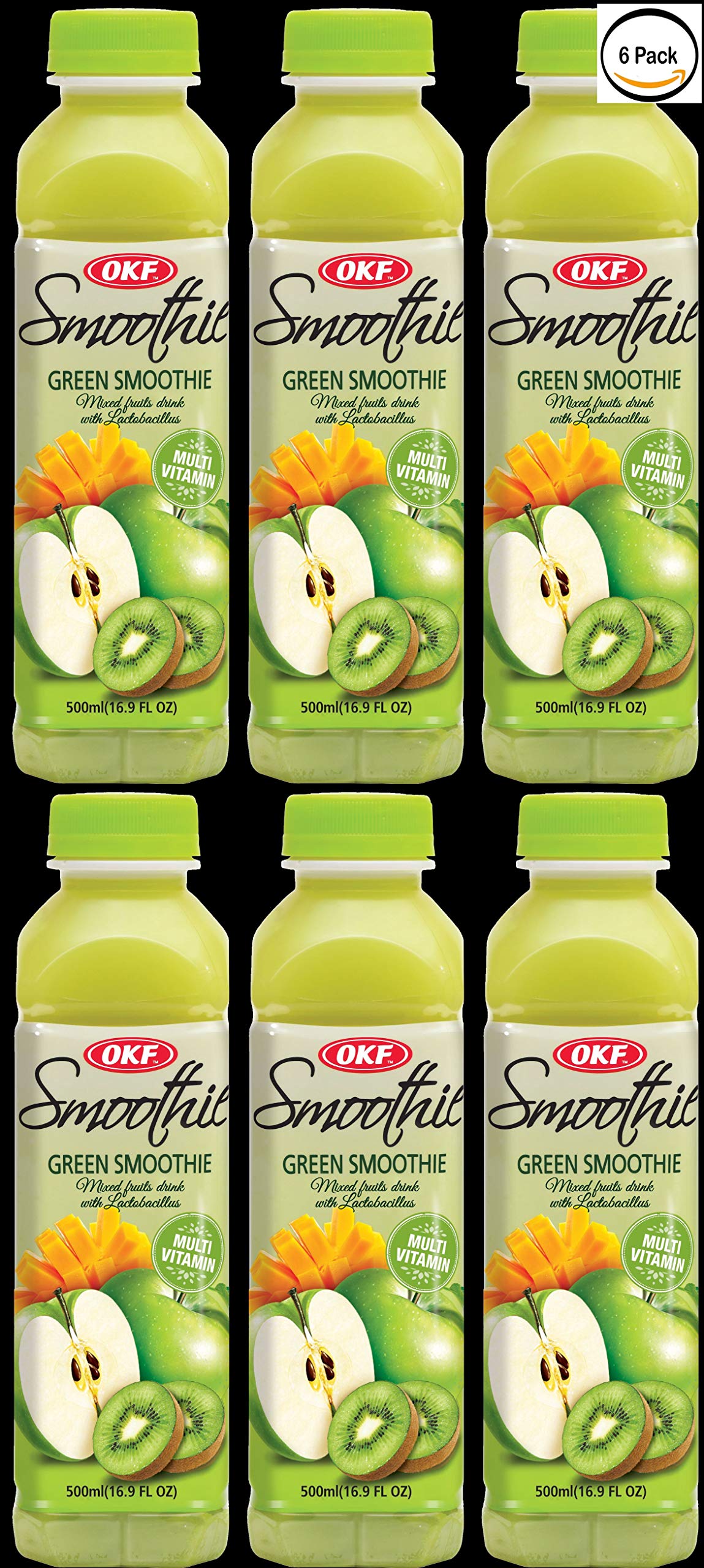 OKF Smoothie, Multi Vitamin enhanced New Drink, 16.9 Fluid Ounce (Green Smoothie, 6 Pack)