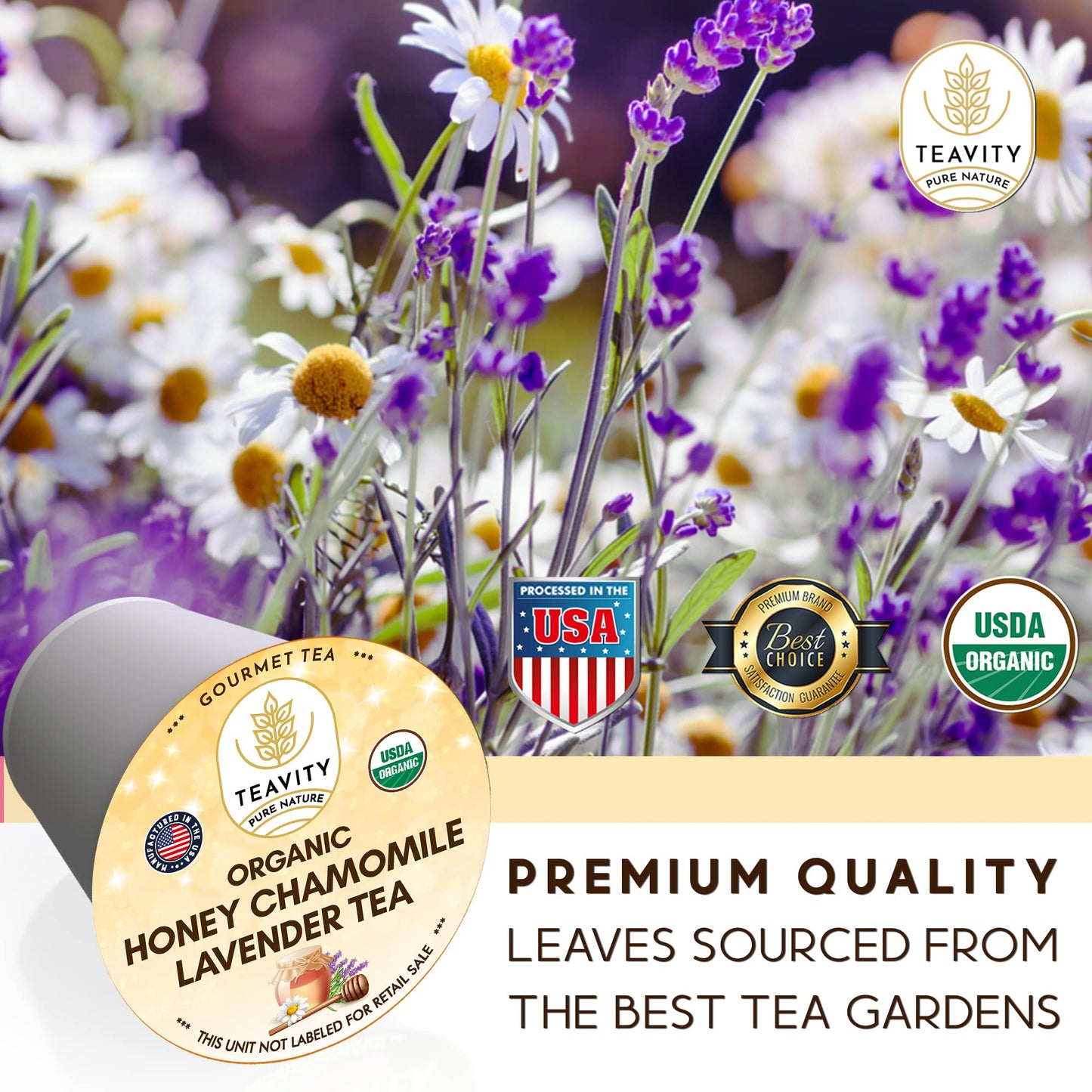 Organic Chamomile And Lavender Tea Pods For Keurig - Decaffeinated Tea For Keurig K Cups - Honey Chamomile Lavender By Teavity (