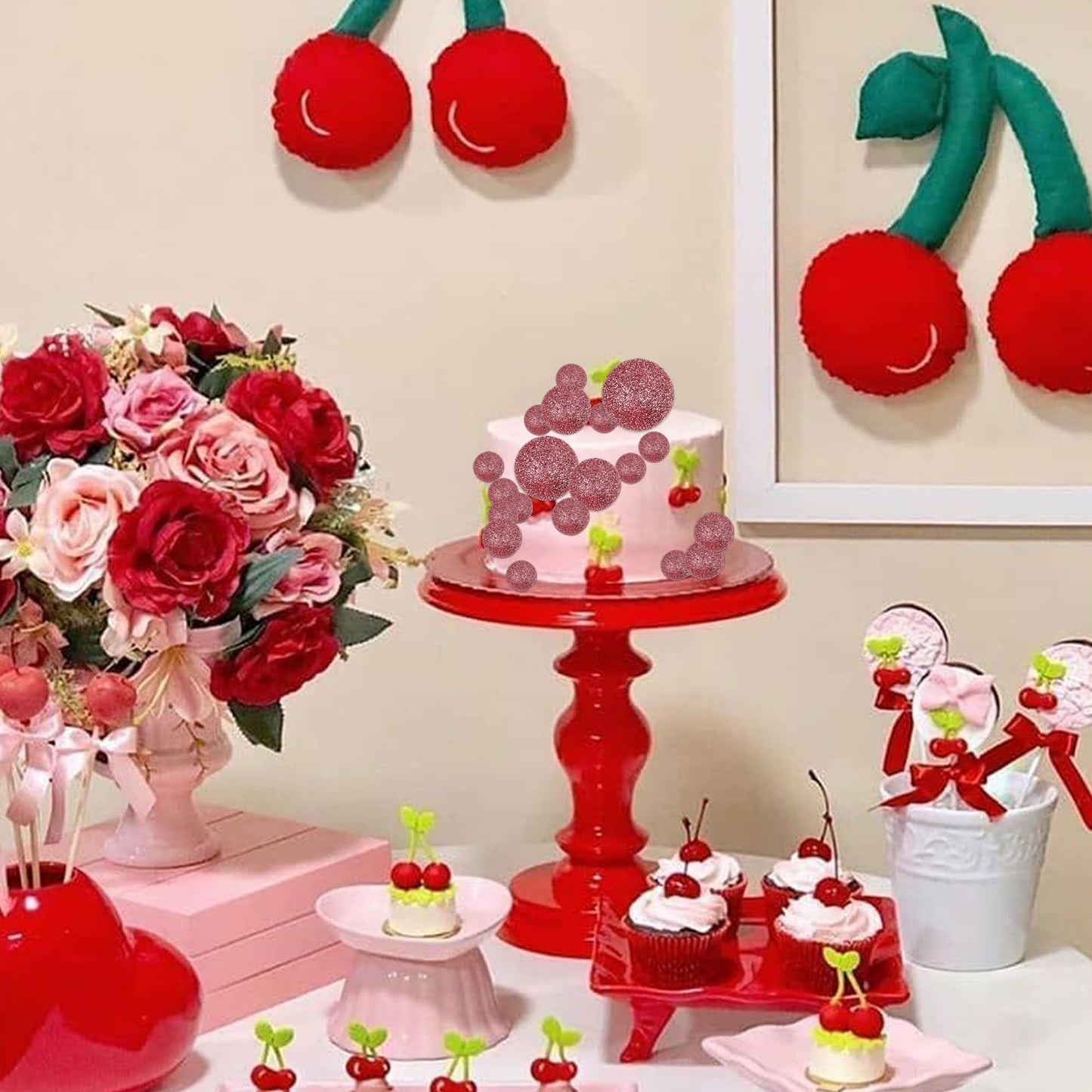 24 Pcs Glitter Balls Cupcake Toppers Foam Ball Cake Picks Mini Balloon Diy Cake Insert Topper Decoration For Baby Shower Wedding