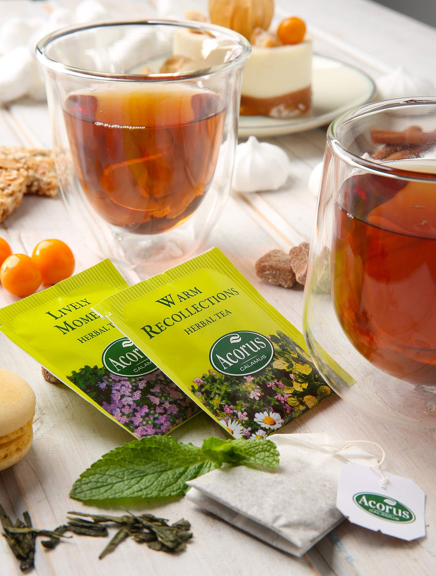 Acorus Enhanced Tea Set - Natural Herbal Tea Variety Pack, Gift Set Of 6 Different Teas, 60 Bags Individually Wrapped, Herbal Sampler Box