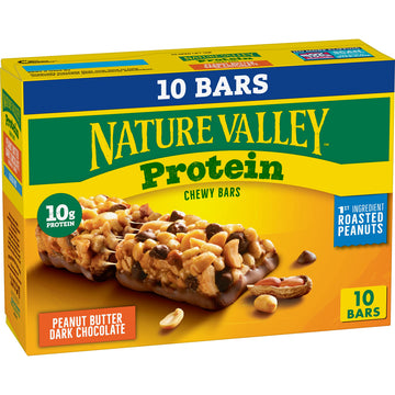 Nature Valley Chewy Protein Granola Bars, Peanut Butter Dark Chocolate, 10 Bars, 14.2 Oz