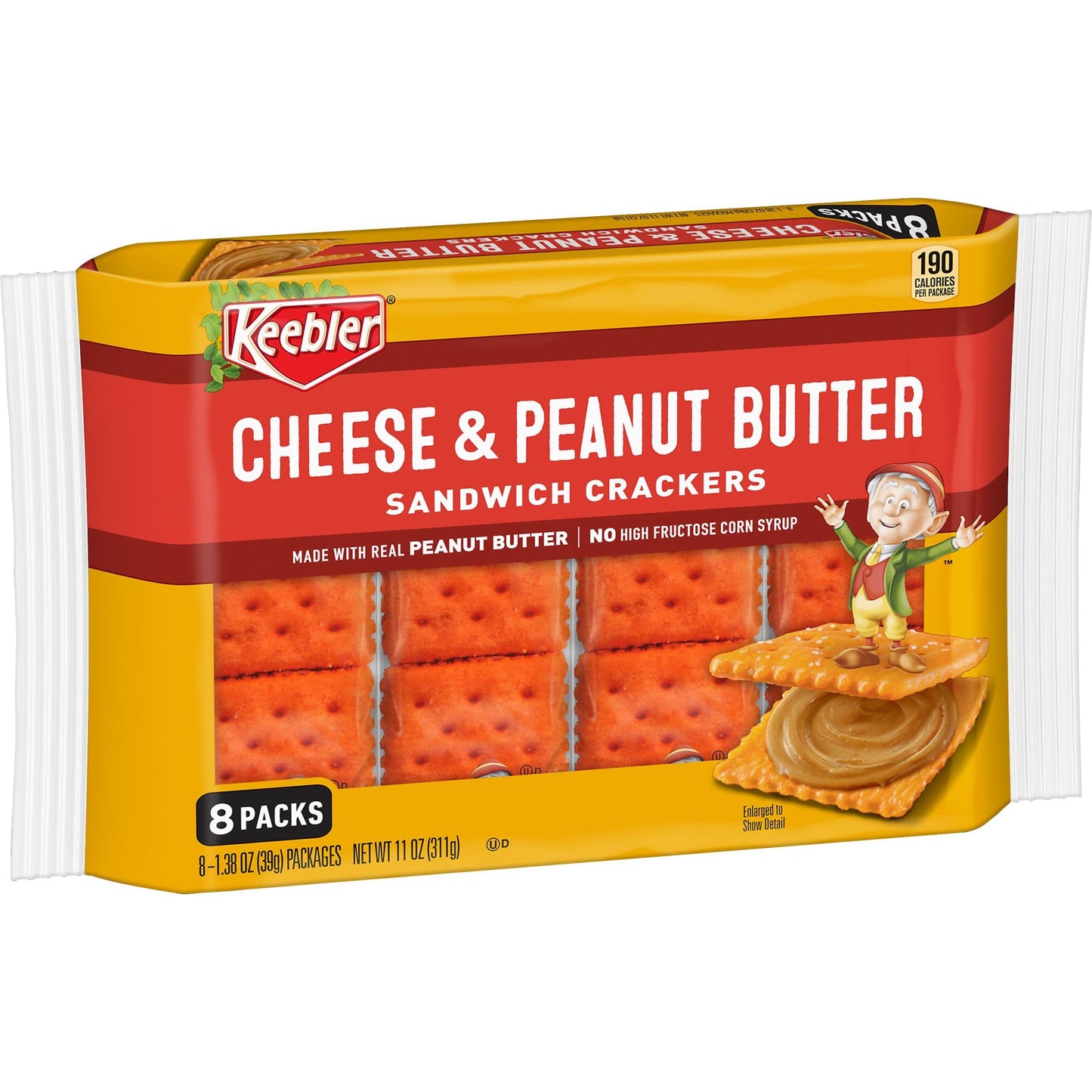 Keebler Sandwich ers  Single Serve Snack ers  Lunch Snacks  Cheese and Peanut Butter  11oz Tray (8 Packs)