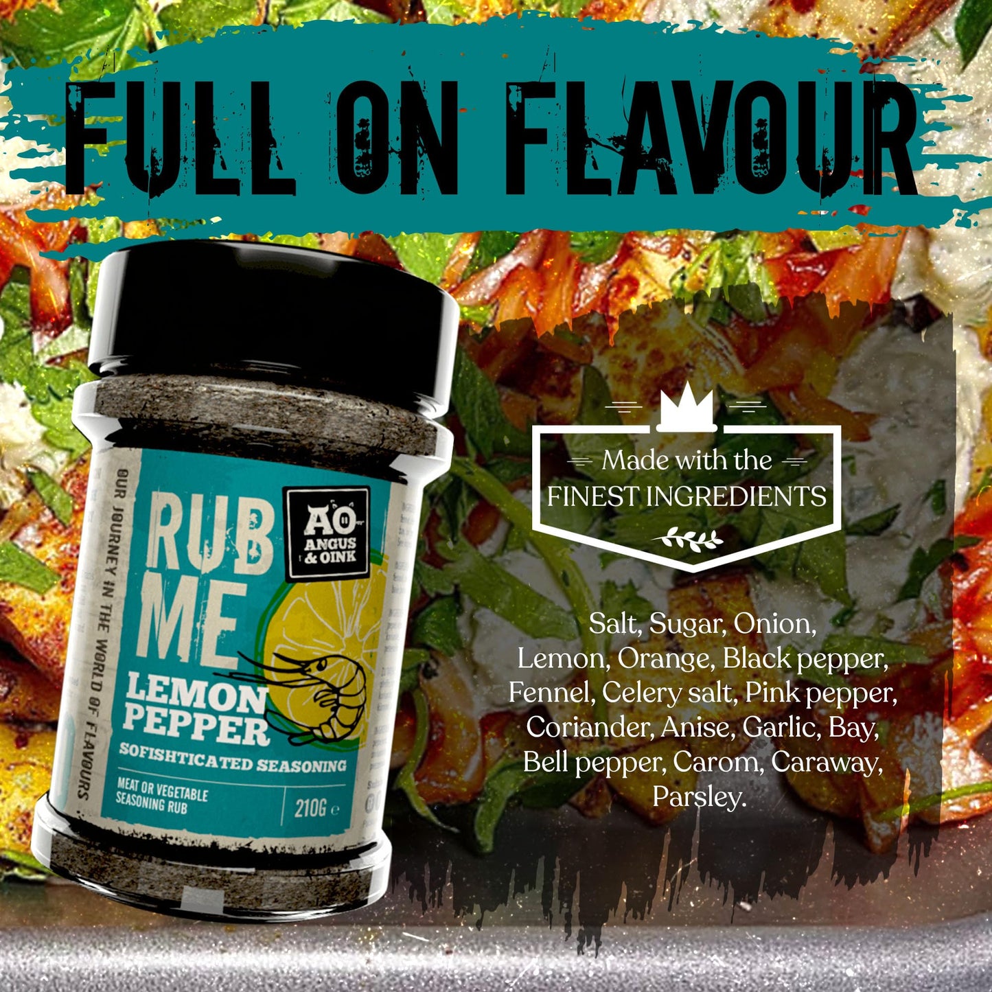 Angus & Oink | Lemon Pepper Seasoning | Sofishticated Citrus Flavour | Ideal For Seafood, Chicken & Pork | Fresh, Zesty & Herb-I