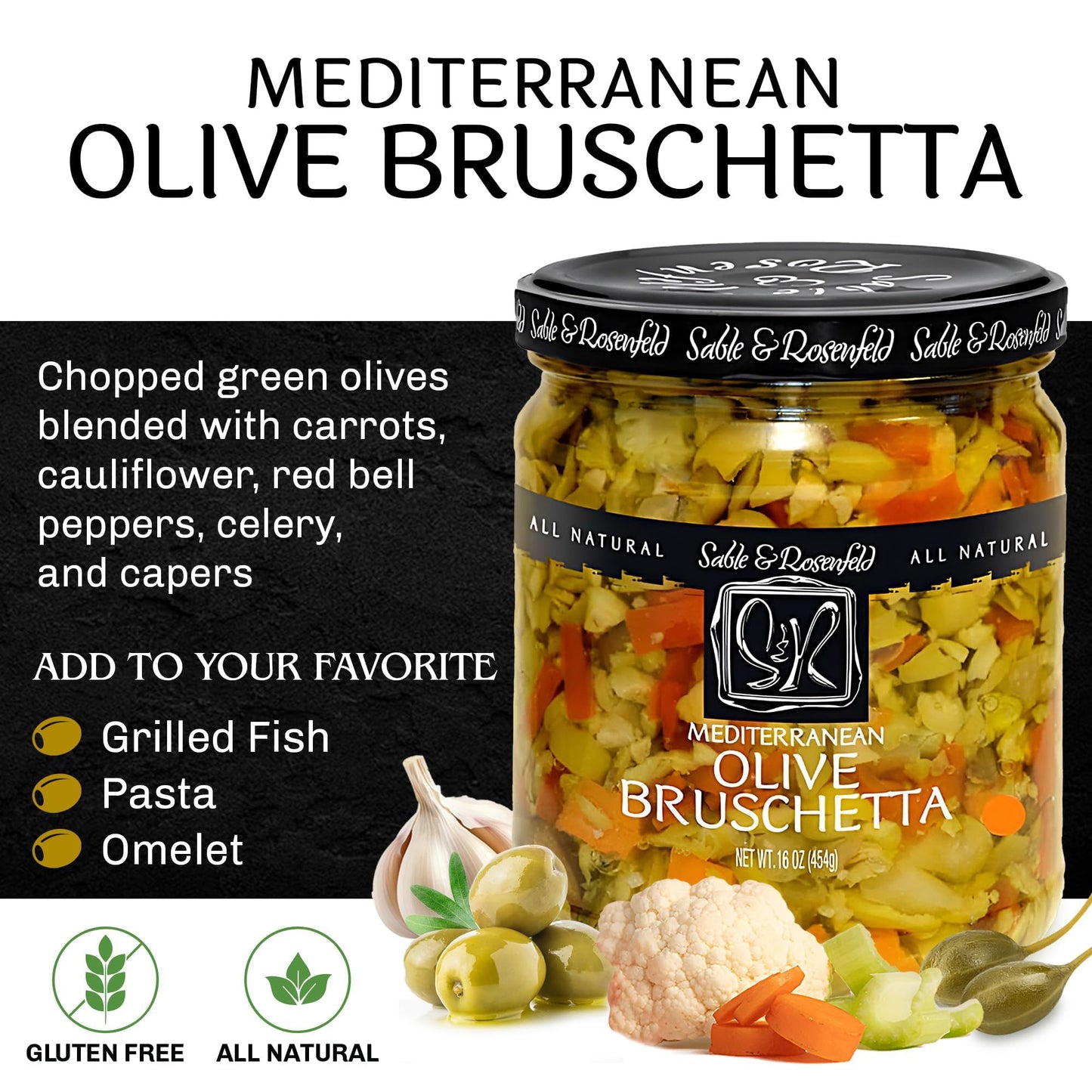 Sable & Rosenfeld Bruschetta Olive Topping, Medium, 16 Ounce