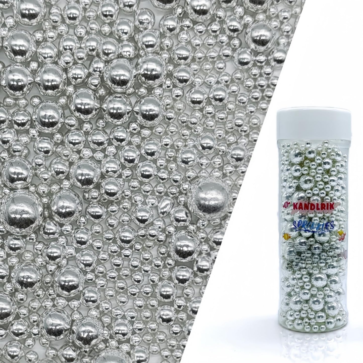 Edible Silver Sugar Pearls Sprinkles Candy Mix Size Pearls Cake Decorations Cupcake Toppers Decorating Perfect for Wedding Party