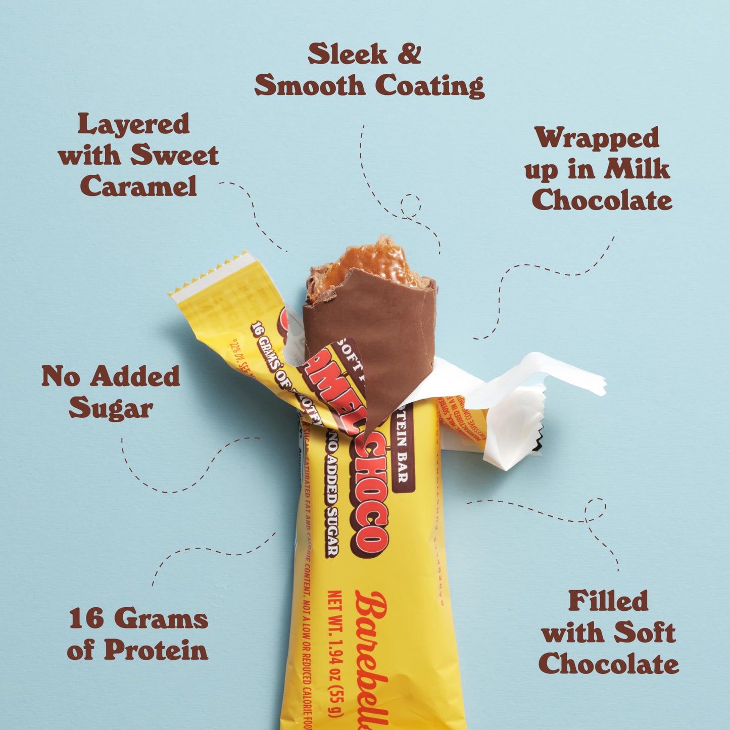 Barebells Soft Protein Bars Caramel Choco - 12 Count, 1.9Oz Bars - Protein Snacks With 16G Of High Protein - Fluffy Chocolate Pr