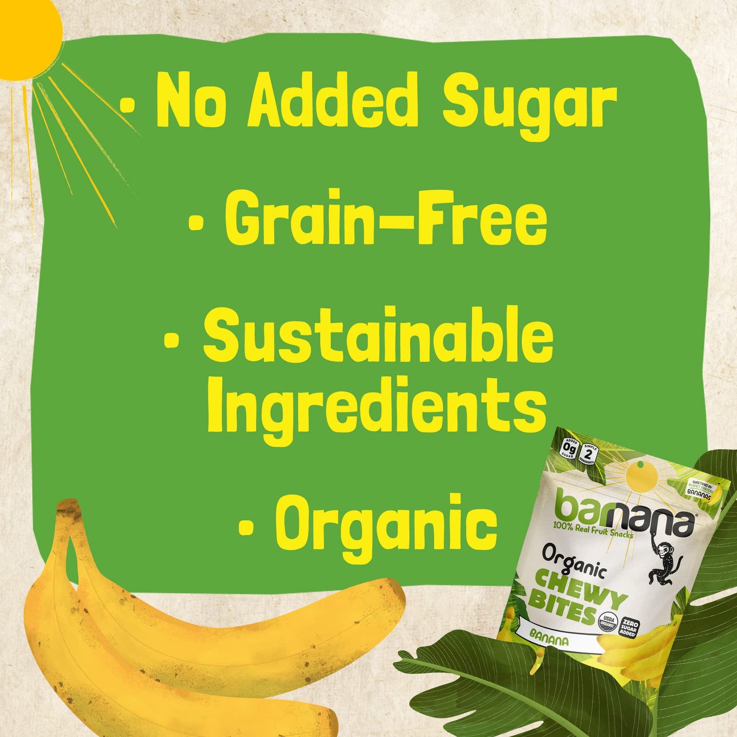 Barnana - Organic Chewy Banana Bites, Original, Chewy Banana Snack, Made With Real Fruit, High In Potassium, Kosher, Usda Organi