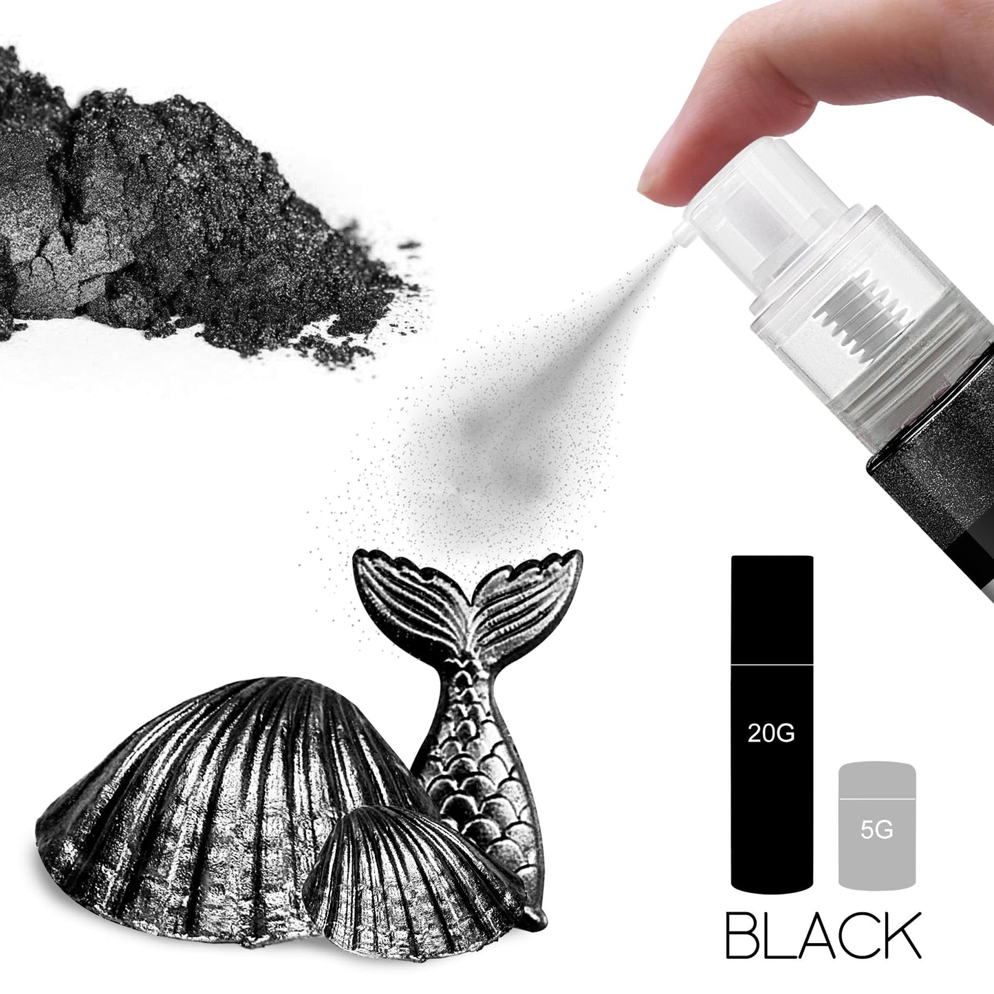 YumCraft Edible Glitter Spray - 20g Luster Dust for Cake Decorating, Black