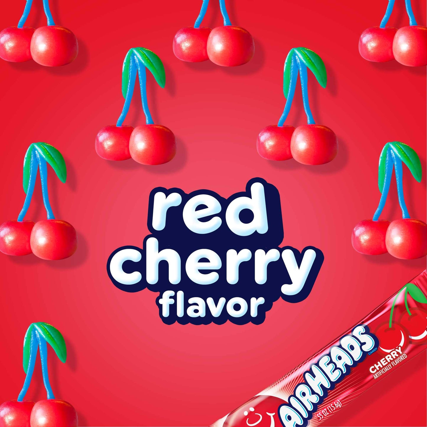 Airheads Full-Size Candy Bars, Taffy Candy Bulk Pack, Individually Wrapped, Cherry Fruit Flavor Artificially Flavored, 36 Count