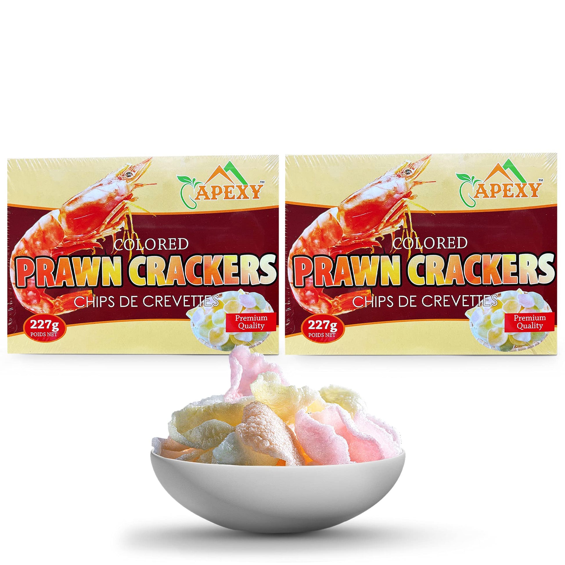 APEXY Prawn Crackers Uncooked Shrimp Chips, 8 oz Pack of 2 Multi Color, Crispy Party Appetizers and Snacks