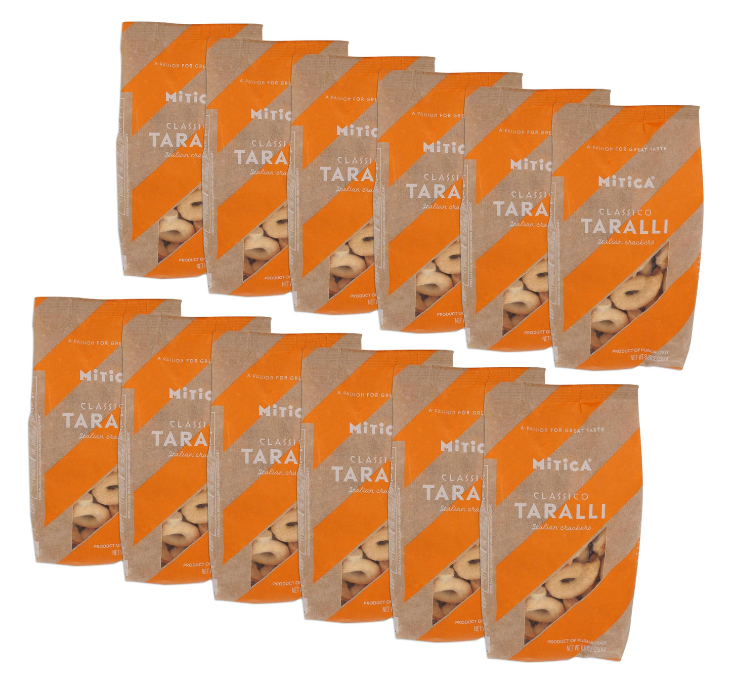 MITICA Classic Taralli Snack, 8.8 oz. (Pack of 12), Italian Crunchy Breadsticks