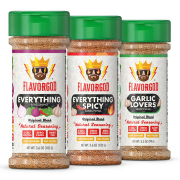 Flavor God Classic Combo Pack of 3 Herb, Spice & Seasoning Gift Set - Low Sodium, Natural Blends for Chicken, Beef, Seafood, and Vegetables