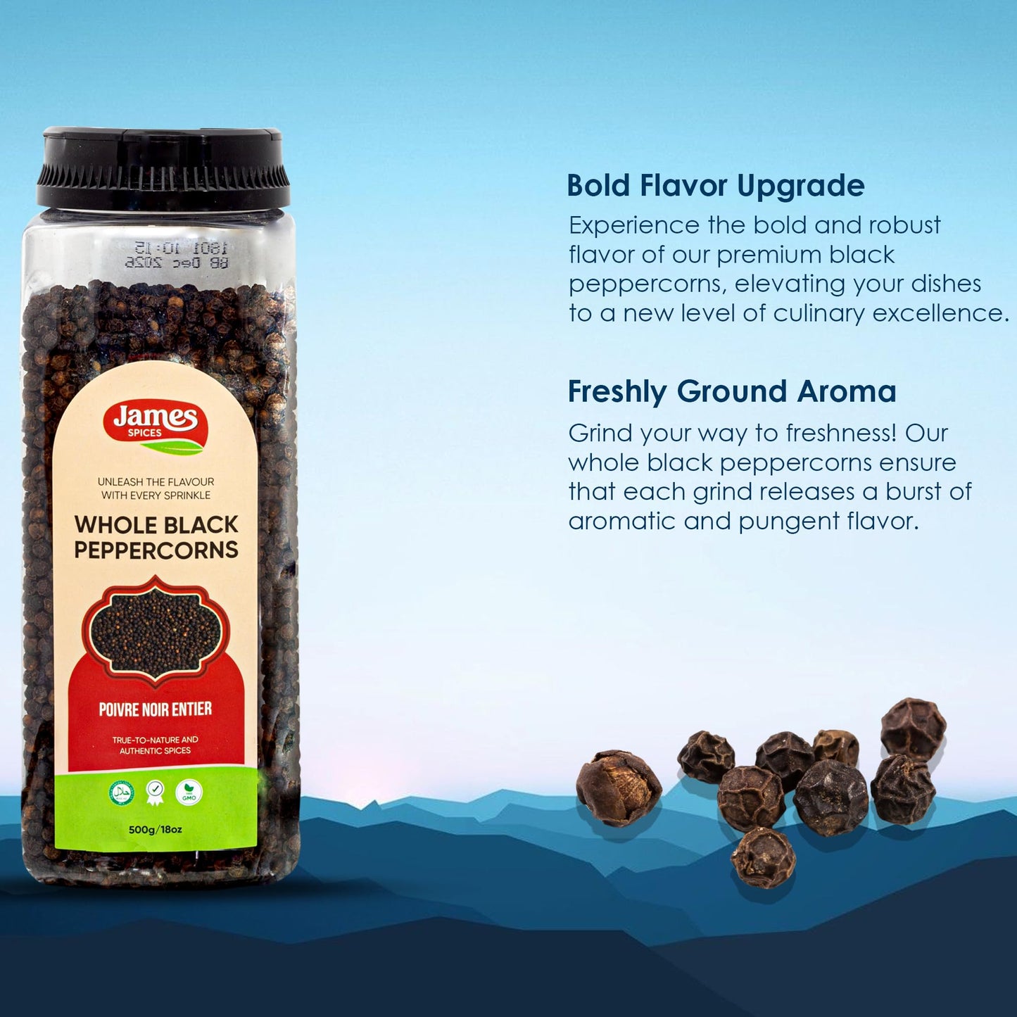 James Spices Inc. Black Pepper (Black Peppercorn -500G)