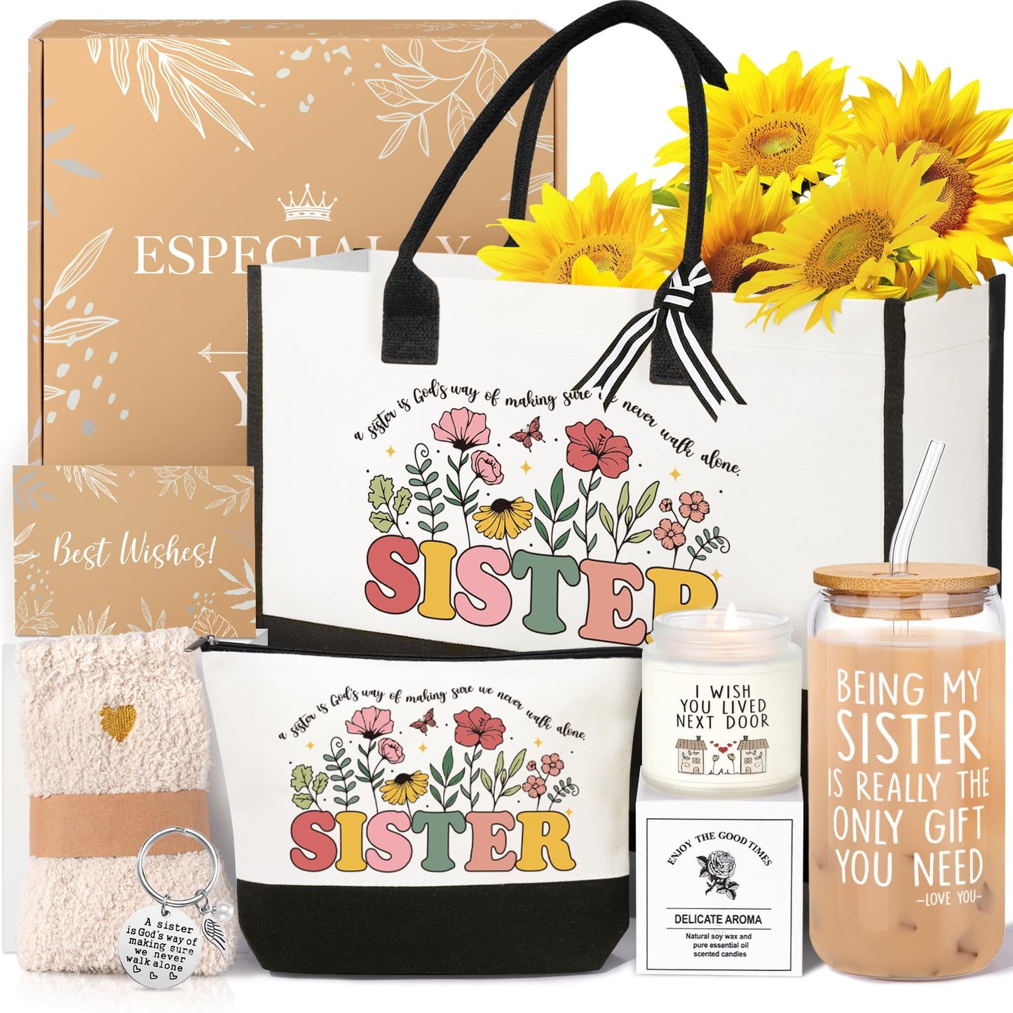 Iaovueby Sister Birthday Gifts, Sisters Gifts From Sister, Unique Friendship Gift For Best Friend Besties, Sisters Birthday Christmas Mothers Day Valentines Thank You Gift Baskets For Women