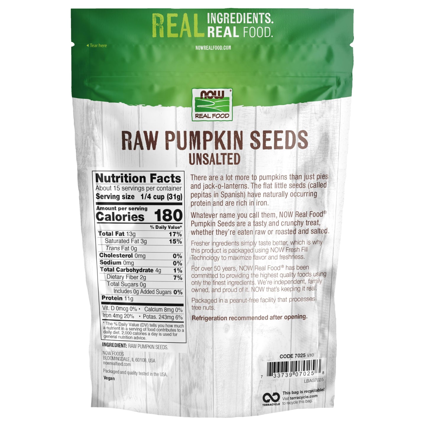NOW Foods, Pumpkin Seeds, Raw and Unsalted, Essential Fatty Acids, Rich in Iron, Excellent Source of Protein, Certified Non-GMO,