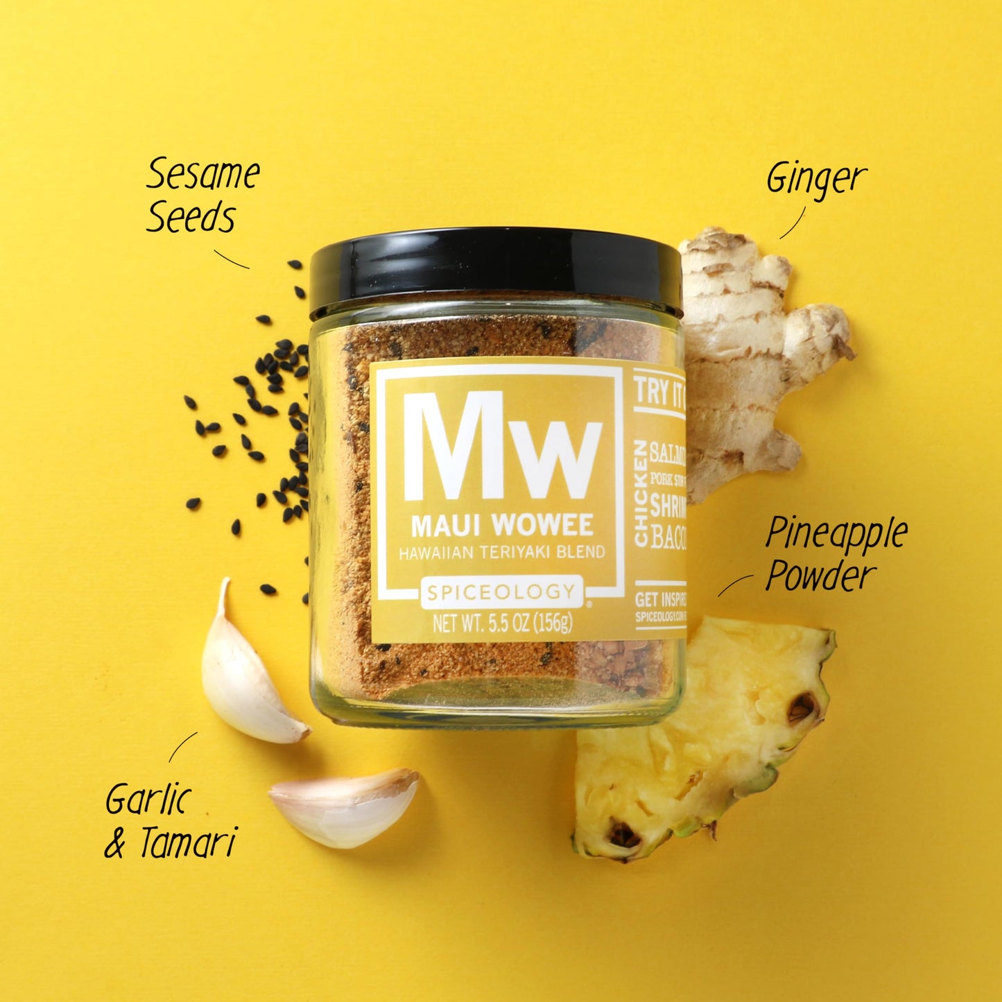 Spiceology - Maui Wowee - Hawaiian Teriyaki Seasoning - Hawaiian Bbq Rub Spices And Seasonings - Add Flavor To Chicken, Ramen, Salmon, Pork, Tofu, Shrimp, Bacon, Steak - 5.5 Oz