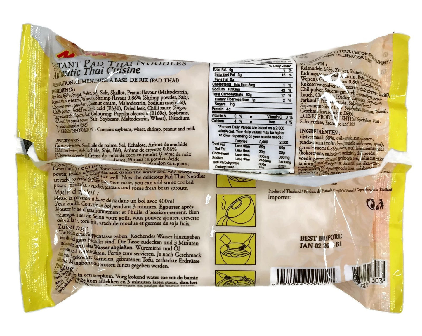 Mama Instant Pad Thai Noodles, 2.5 Ounce Each (Pack Of 10)