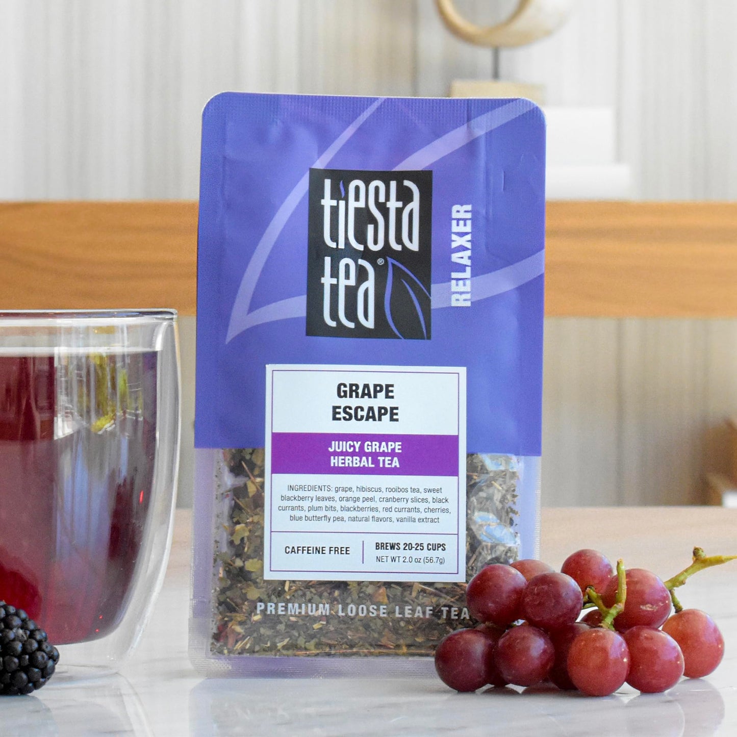Tiesta Tea G  Escape Herbal Tea, Non-Caffeinated Fruit Blend, Loose Leaf, 2oz Pouch, Makes Hot or Iced, Up to 25 Cups