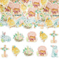Gyufise 48Pcs Edible Happy Easter Cupcake Toppers Wafer Paper Rabbit Eggs Cupcake Picks Edible Bunny Cake Decors For Spring Theme Baby Shower Birthday Party Supplies
