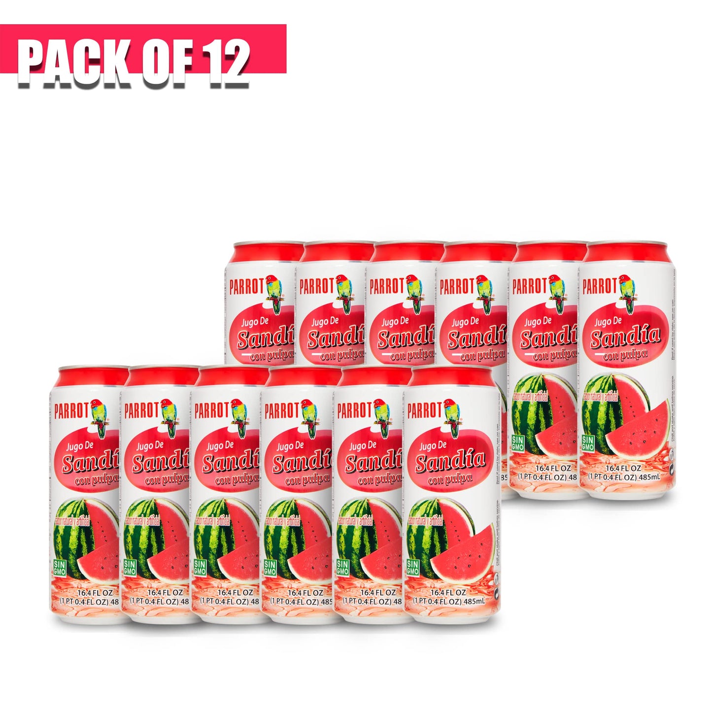 Parrot Brand Watermelon Juice Drink with Pulp 16.4 fl. oz.(Pack of 12)