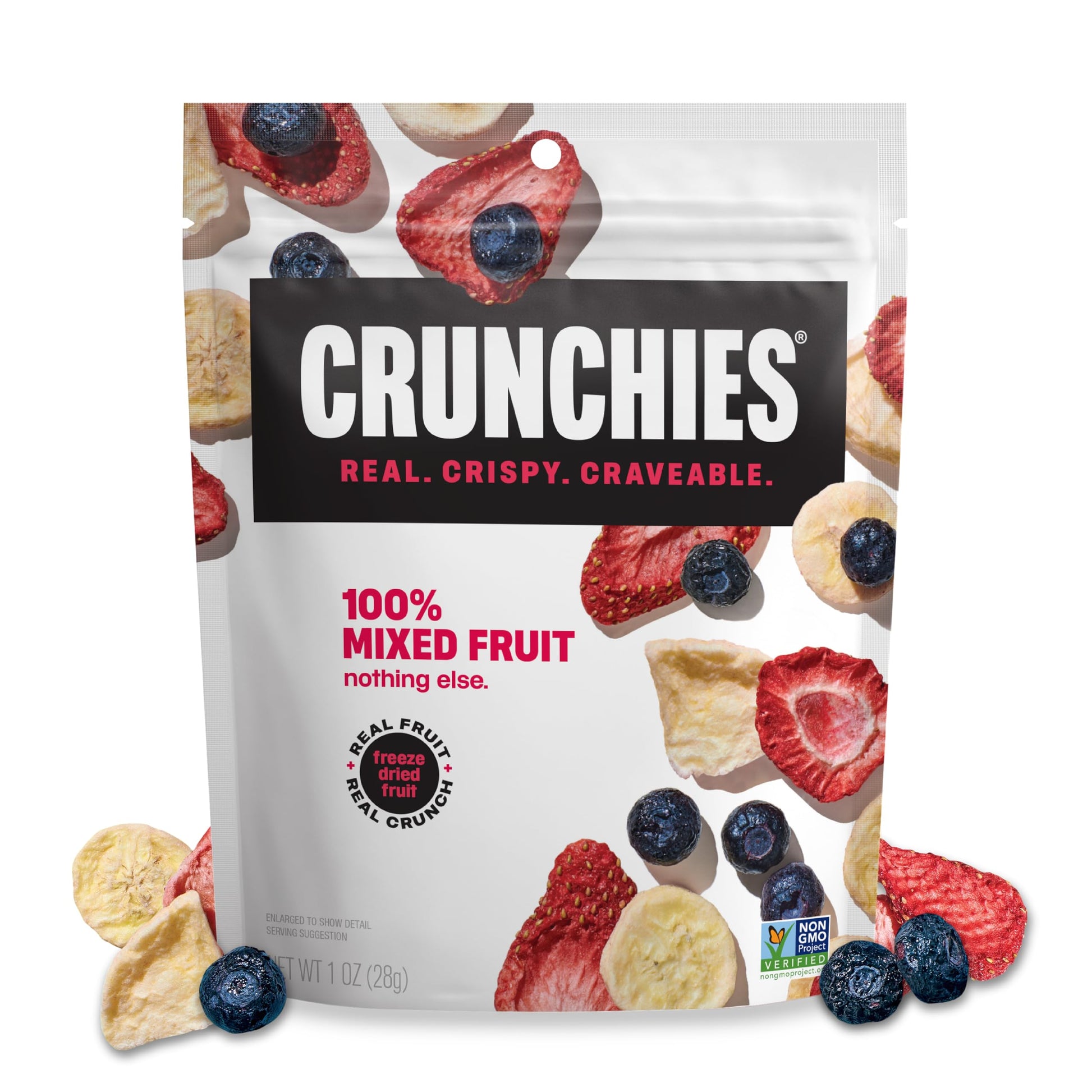 Crunchies Freeze-Dried Fruits Snack Packs, 100% All Natural, Non-GMO, Kosher, 6-Pack, 1 Ounce Each