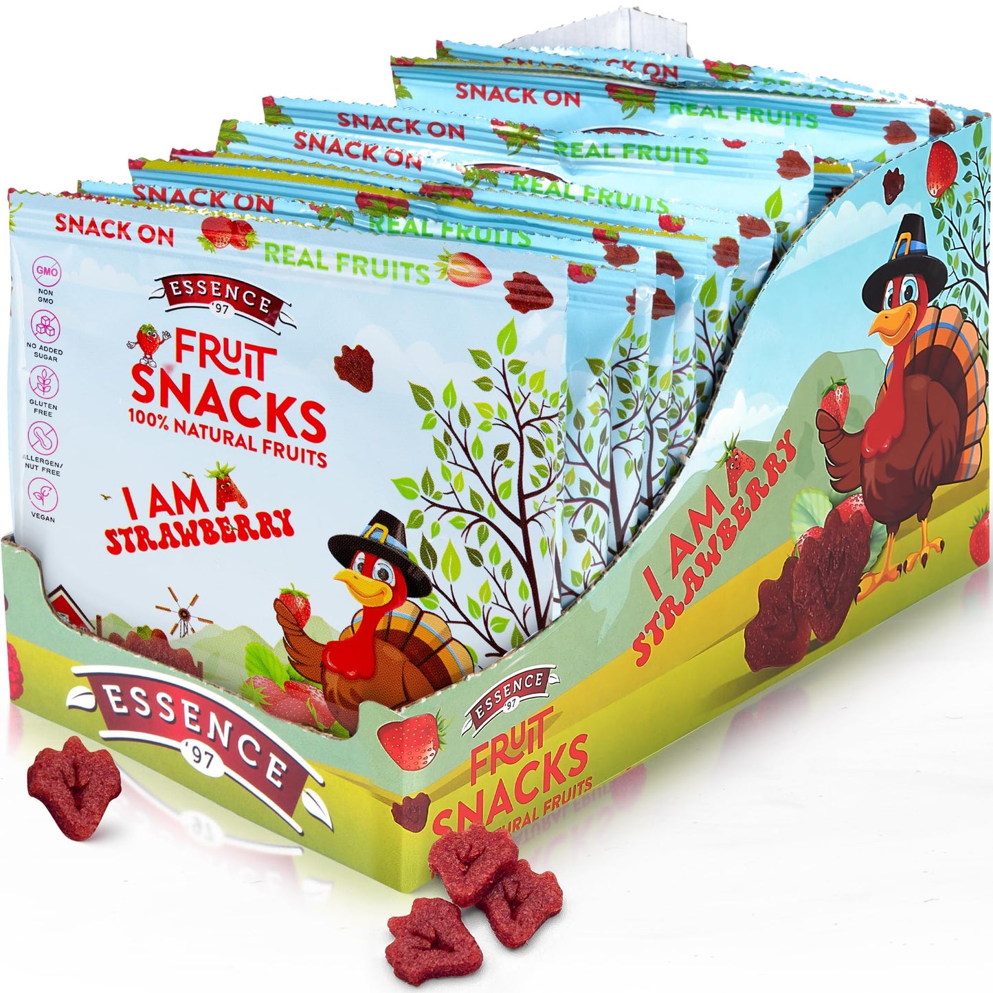 Real Fruit Snack - Strawberry (Pack of 18) - Healthy, Bite-Sized, Non-GMO, Vegan & Gluten-Free Snack for School Lunch - Fruit Sn