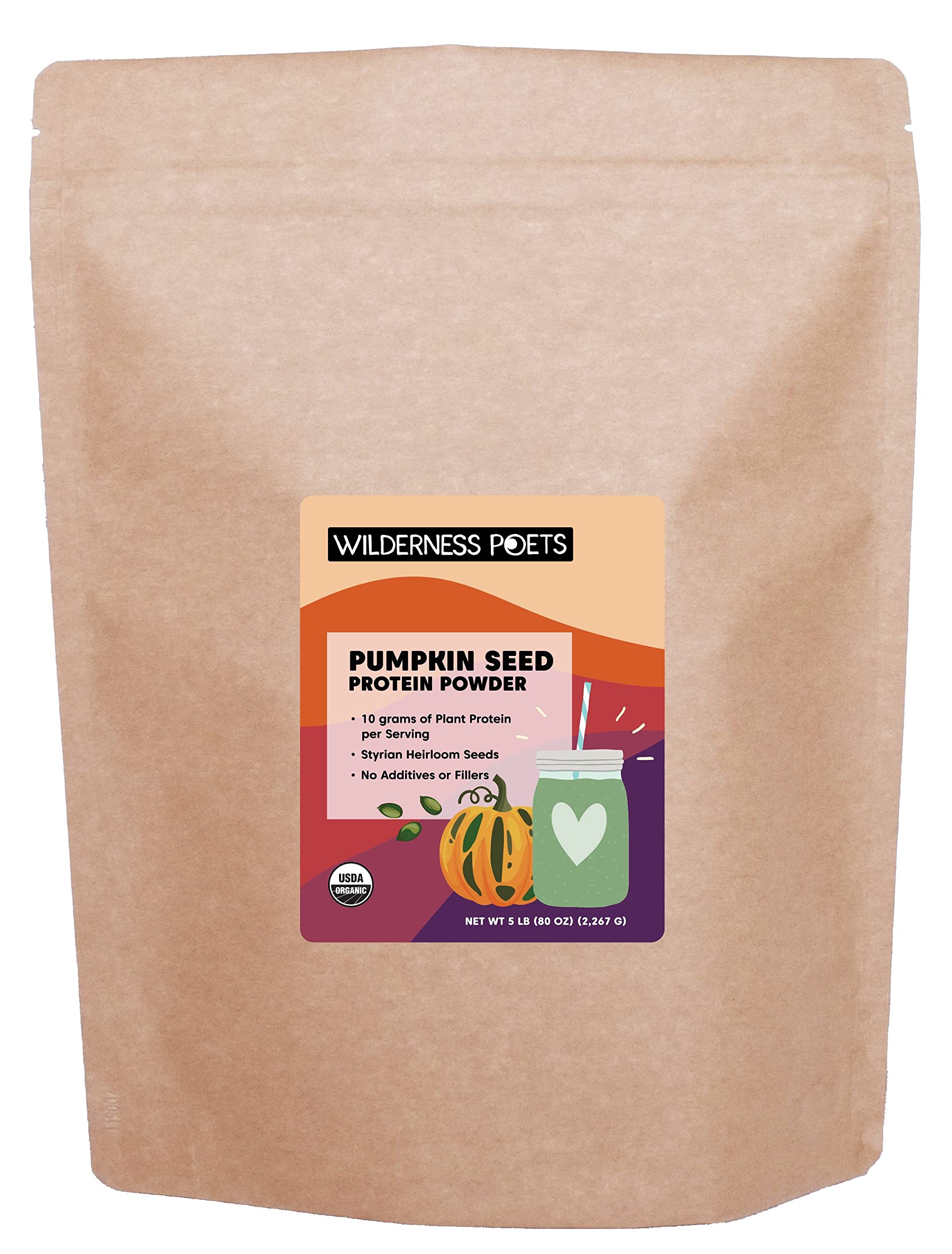 Wilderness Poets Pumpkin Seed Protein Powder - Organic, Cold-Pressed, 80 Ounce - 5 Pound