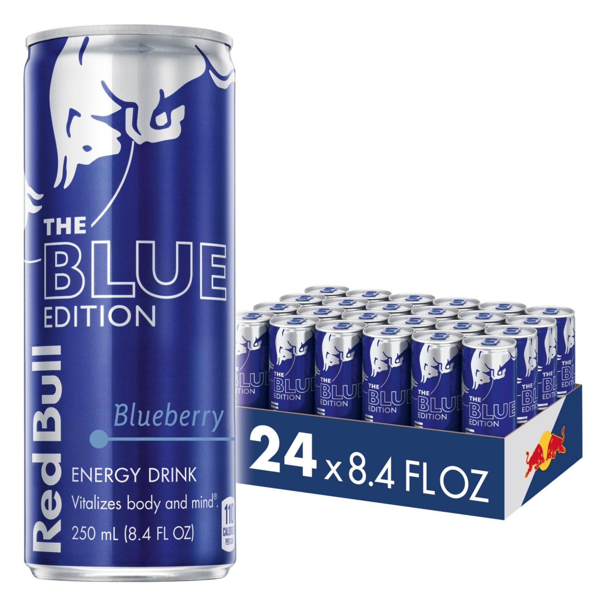 Red Bull Blue Edition Energy Drink, Blueberry, 8.4 Fl Oz, Pack of 24 Cans, Model RB224243