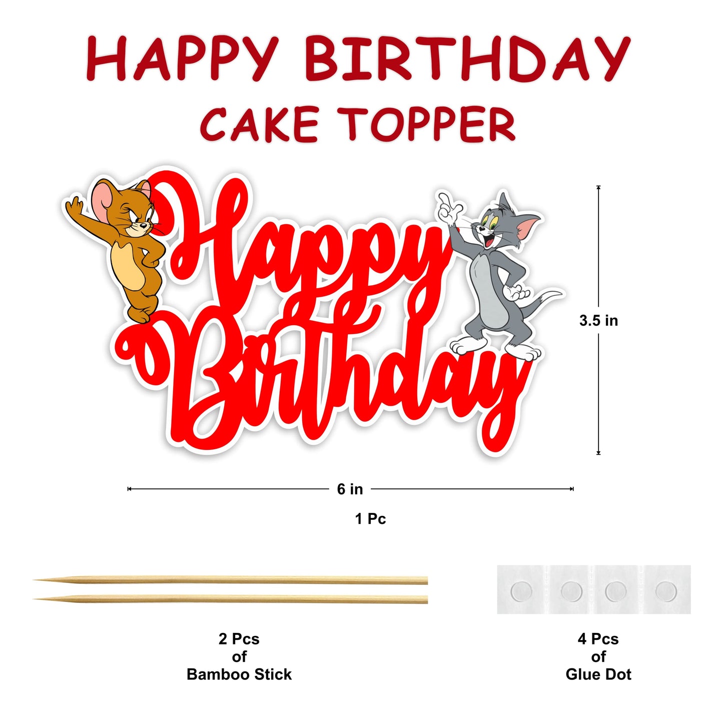 Seyal Tom & Jery Happy Birthday Cake Topper