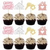 24Pcs Sweet Home Cupcake Toppers Multi Glitter Welcome Home Cupcake Picks Key Lock Housewarming Cupcake Toppers New Home Theme P