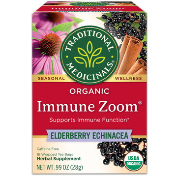 Traditional Medicinals Organic Immune Zoom Tea, Elderberry Echinacea, 16 Tea Bags