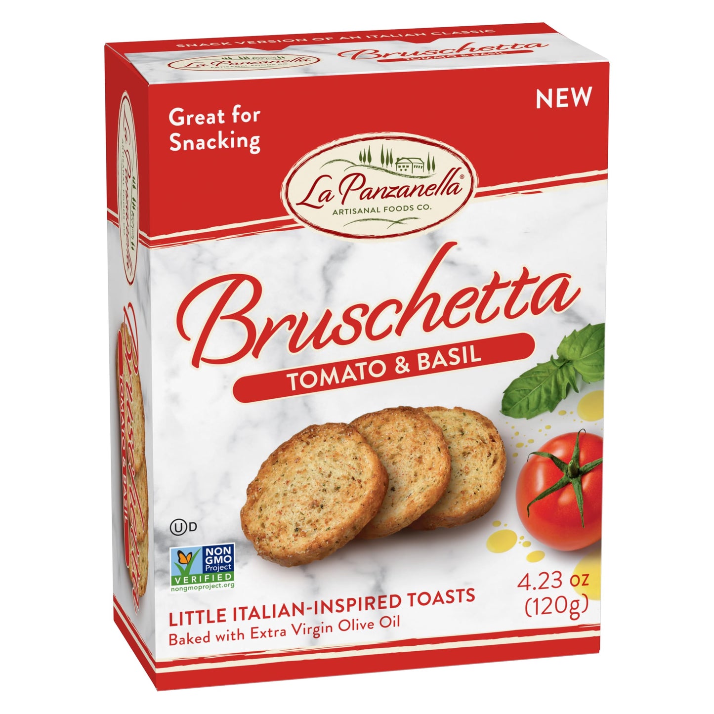 La Panzanella Tomato and Basil Bruschetta Crackers - Italian-inspired Toasts, Made with Non-GMO Project Verified Ingredients, Fo