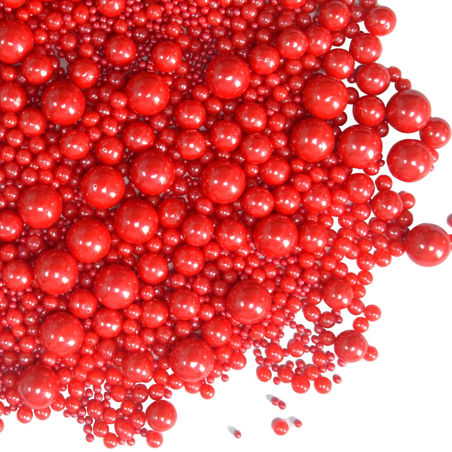 Red Sprinkles Edible Pearls for Cake Decorating Sugar Pearls Candy Cake Sprinkles Mixed Size Cookie Cupcake Cake Topper Decorati