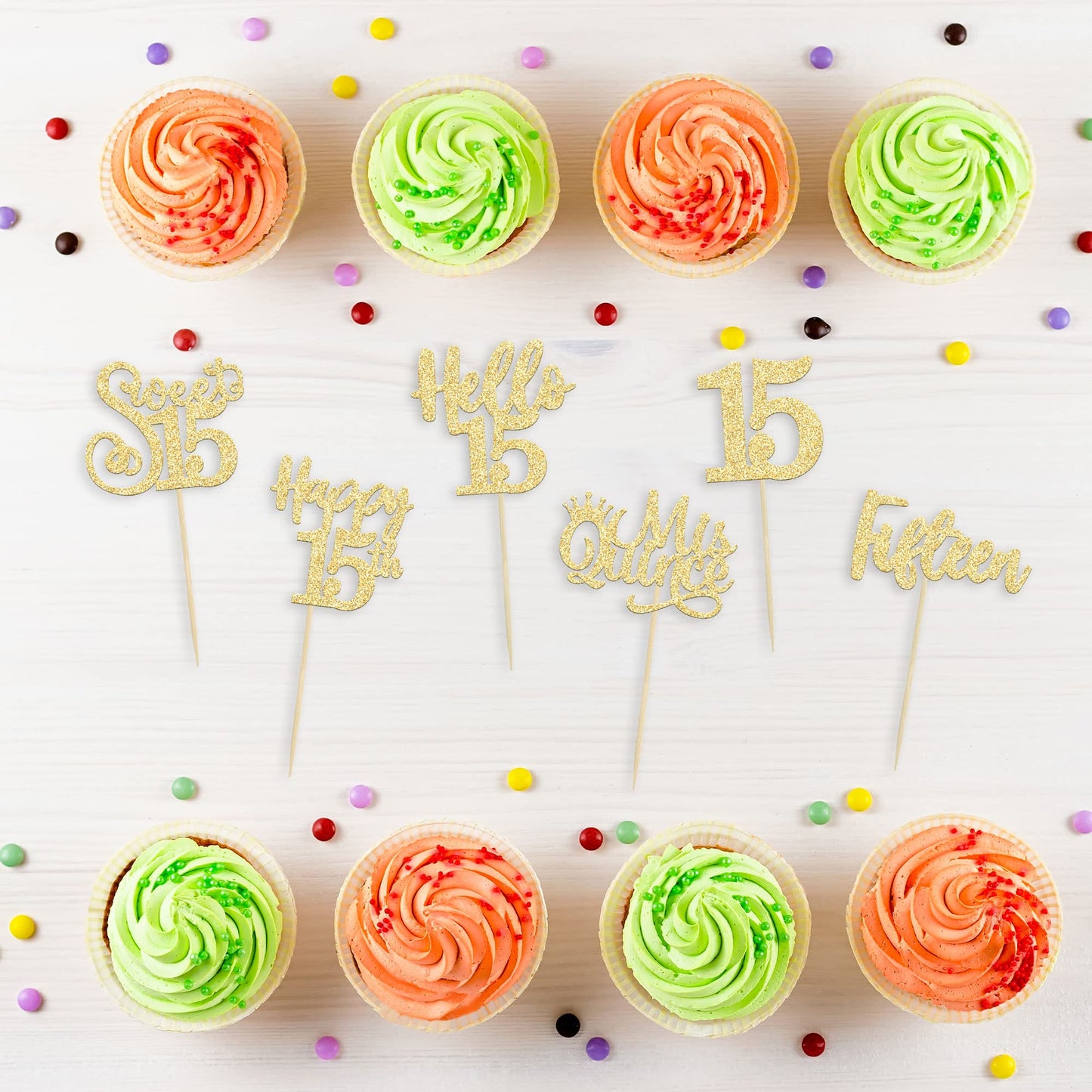 36Pcs 15Th Birthday Cupcake Toppers Sweet 15 Hello 15 Cake Toppers Fifteen Happy 15Th Cupcake Picks 15Th Birthday Cake Decoratio