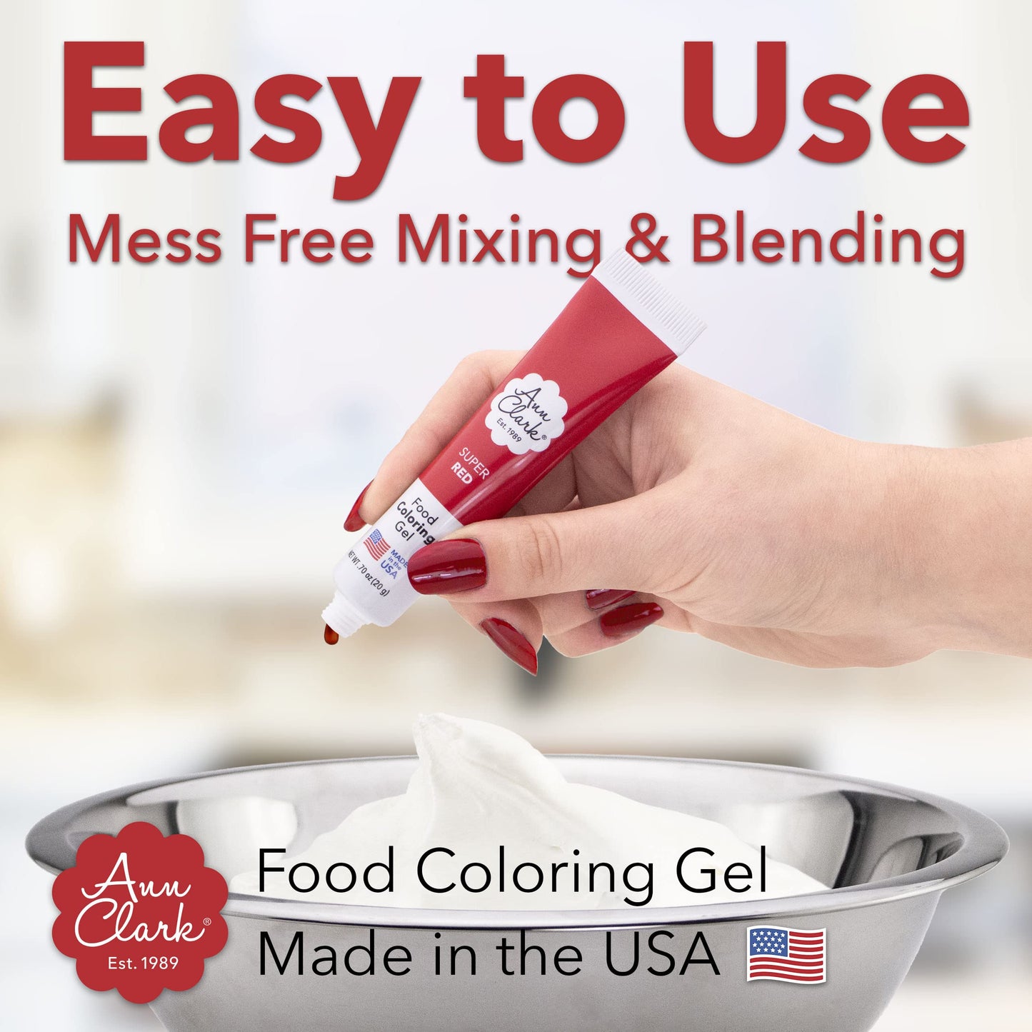 Ann Clark Super Red Food Coloring Gel .70 Oz. Professional Grade Made In Usa