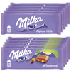 Milka Chocolate Bars Variety Pack, Alpine Milk & Wholenut Hazelnut, 10 Count