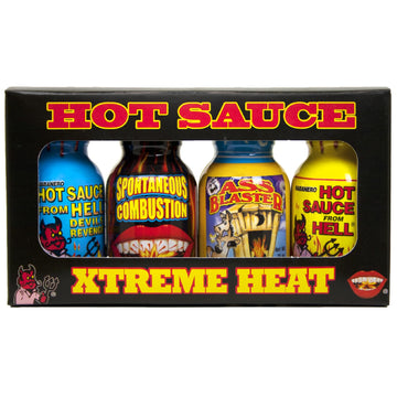 Xtreme Heat Hot Sauce Bottles Gourmet Gift Set Tpartyl Size - 4 Pack - Perfect Gourmet Christmas Gifts For The Hot Sauce Fan