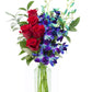 KaBloom Flowers - Mother's Day Collection - Bouquet of Red Roses and Blue Orchid with Vase.Gift for Birthday, Anniversary, Get W