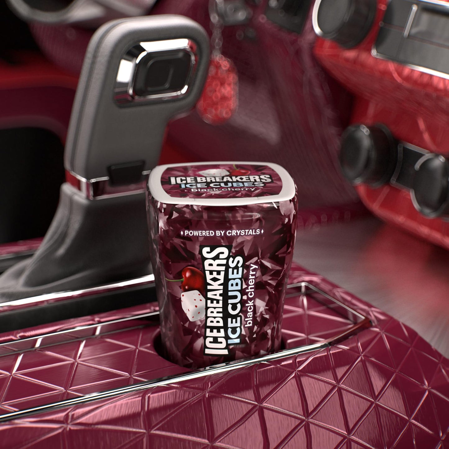 ICE BREAKERS Ice Cubes Black Cherry Flavored Sugar Free Chewing Gum Bottles, 3.24 oz (6 Count, 40 Pieces)