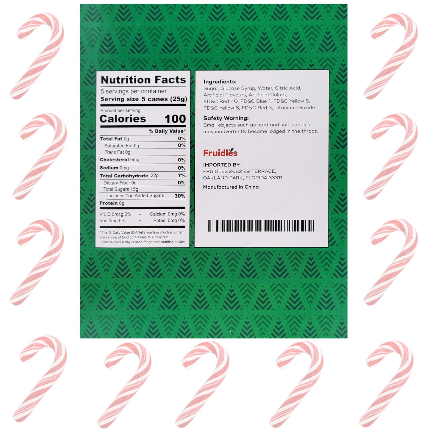 Fruidles Christmas Candy Canes Mini s Suckers, Peppermint Flavor, Individually Wrapped, 2  Inch, Net WT 4.42oz (125g) (50-Pack)