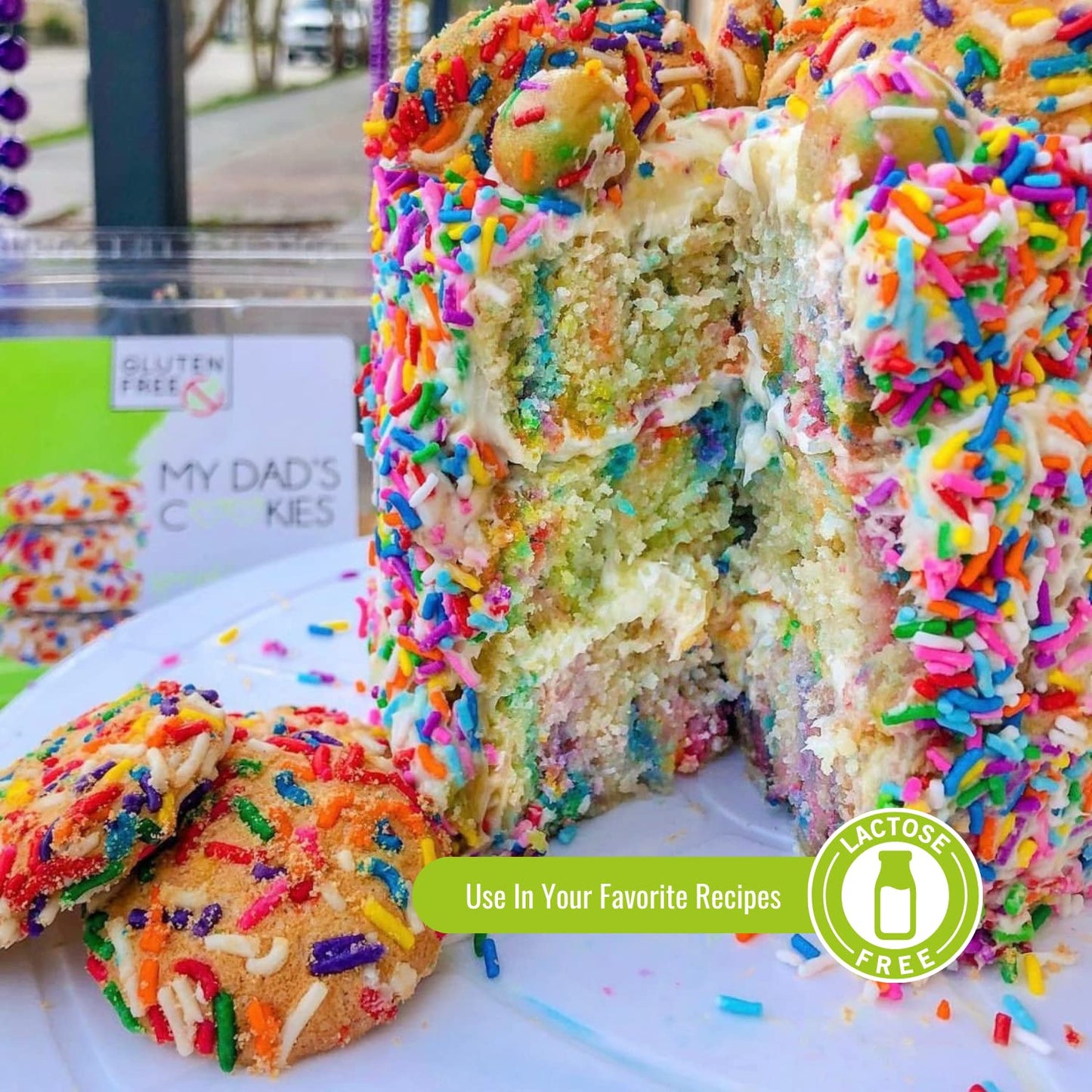 My Dad'S Cookies Gluten Free Rainbow Sprinkles Cookies - Vanilla Butter Shortbread Treat For Kids And Adults Dairy-Free, Kosher,