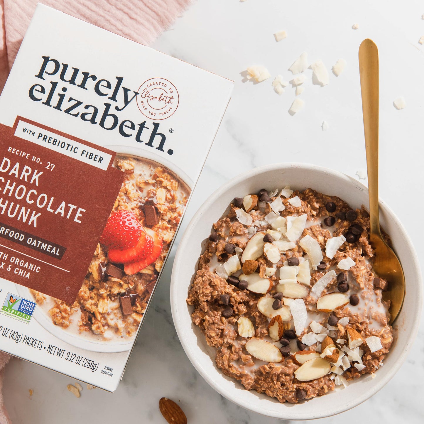 Purely Elizabeth Dark Chocolate Chunk Superfood Oatmeal, With Prebiotic Fiber, Gluten Free & Non-Gmo, 9.12 Oz (Pack Of 6)