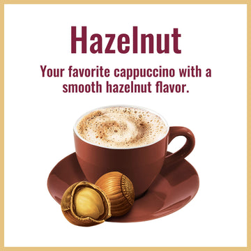 Hills Bros Instant Cappuccino Mix, Hazelnut Cappuccino Mix - Frothy, Decadent Cappuccino With A Smooth Hazelnut Flavor, 14 Oz, P