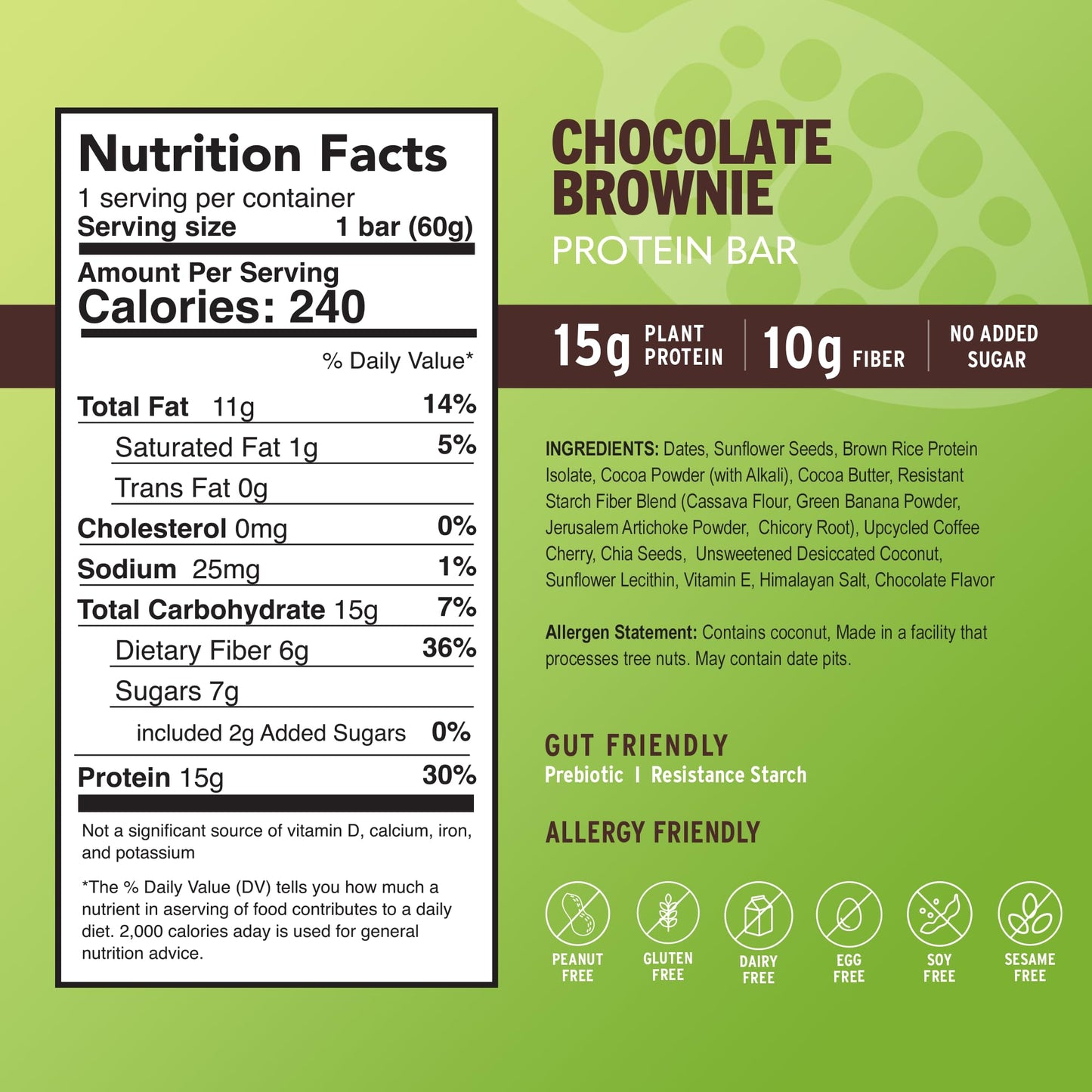 Amrita Chocolate Brownie Vegan Protein Bars - 15g Plant Based Protein, Gluten Free, 12 Count Pack