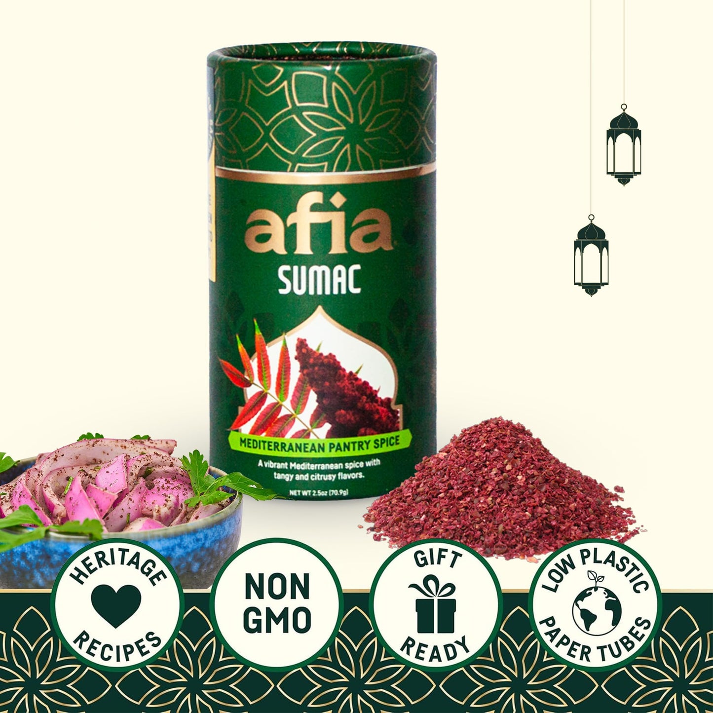 Afia - Ground Sumac Spice | Sumac Powder Pantry Spice For Middle Eastern Dishes, Meals And Cuisine | Premium Middle Eastern Spic
