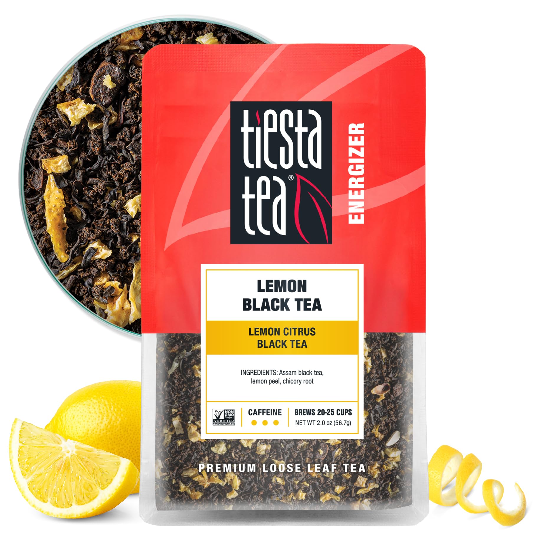 Tiesta Tea - Lemon Black Tea | Lemon Citrus Black Tea | Premium Loose Leaf Tea Blends | High Caffeinated Black Tea | Make Hot Or Iced Tea | Brews Up To 25 Cups - 2 Ounce Resealable Pouch
