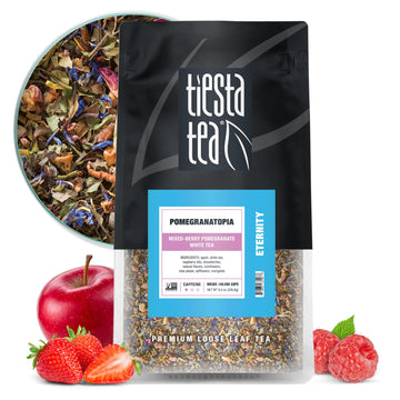 Tiesta Tea Loose Leaf Pomegranatopia Mixed-Berry White Tea - 8 oz Resealable Bulk Pouch - Low Caffeinated, Makes Up to 200 Cups