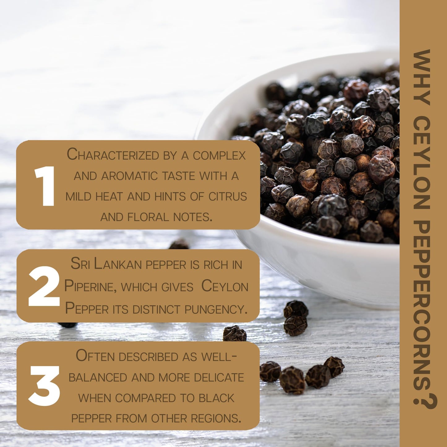 Gourmanity Organic Ceylon Whole Black Peppercorns, Complex And Aromatic Taste, Hand Picked And Sun Dried In Sri Lanka, Bulk Bag