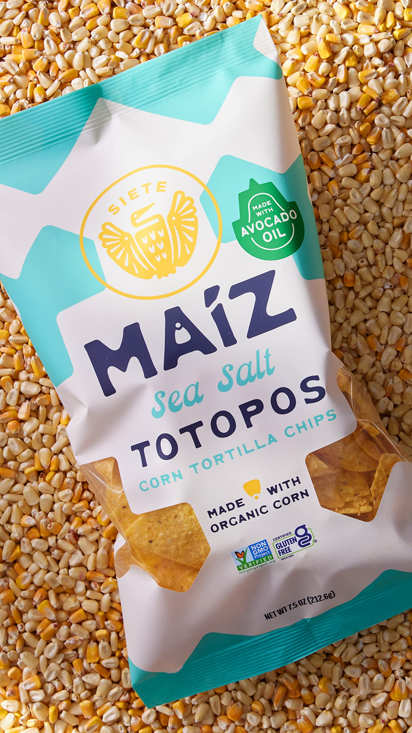 Siete Maiz Totopos Corn Tortilla Chips | Sea Salt | Gluten Free Chip | Vegan Snacks | Non Gmo & Organic Corn Chip | Made With Av