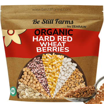 Be Still Farms Organic Hard Red Wheat Berries (4.8Lb) - Healthy Diet Whole Grains Bulk - Ideal For Soups, Salads, Flour, Bread -